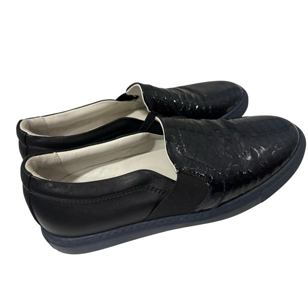 Lanvin Paris Slip On Sneakers EU 38 US 7 Midnight Blue Reptile Embossed Italy